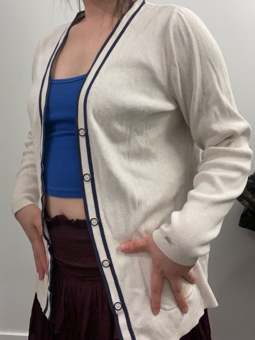 Tommy Hilfiger Cream Cardigan with Navy Trim